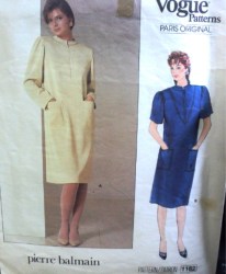 1182 Vogue Pierre BALMAIN SS-LS ZIPPY INSET POCKET DRESS PATTERN 8